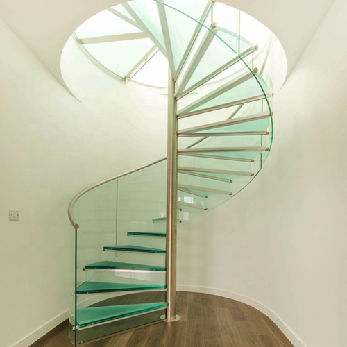 Spiral Solid Wood Steel Staircase Design For Outdoor Small Apartment
